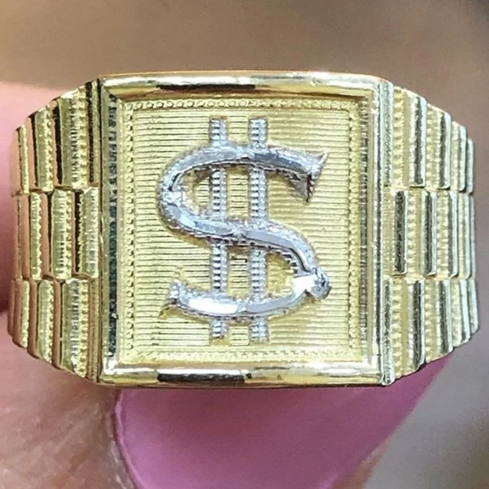 14K Gold Dollar white & Yellow Gold men’s Dollar  Ring